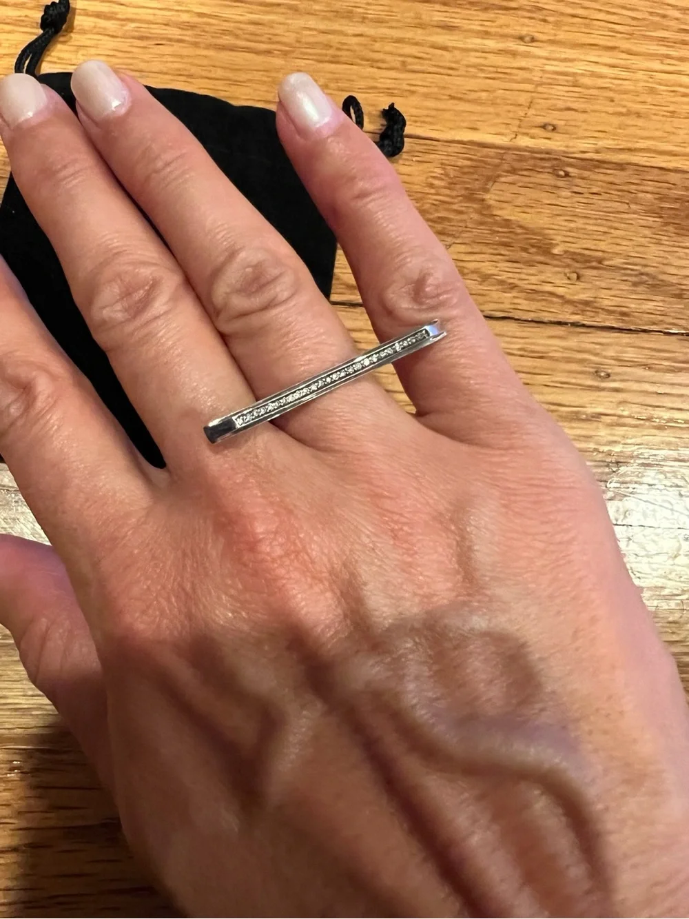Robert Lee Morris for Elizabeth and James 925 Sterling Silver Diamond Bar Ring 7